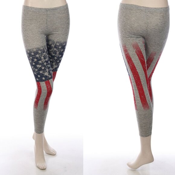 PATRIOTIC American Flag Print Burnout Leggings Size Small - NEW - Picture 1 of 5